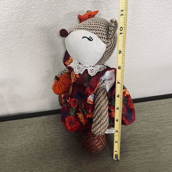 NWT Fall Autumn Plush Fox Knit Crochet Pumpkin Decor - Picture 2 of 3